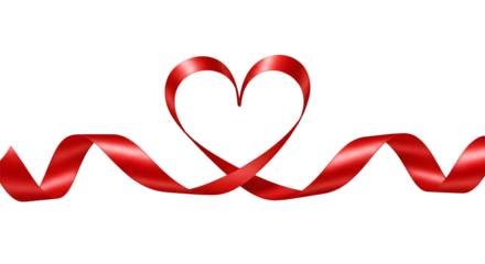 Red ribbon forming a heart shape
