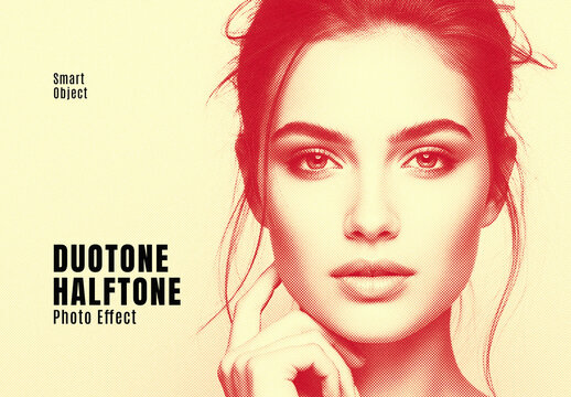 Duotone Halftone Photo Effect Mockup