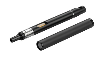 Black electronic cigarette device with removable battery
