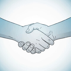 Illustration of two hands shaking in a handshake symbolizing agreement, partnership, and trust in a professional context