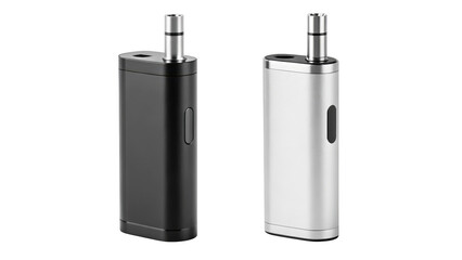 Two portable electric cigarette vaporizers in black and white