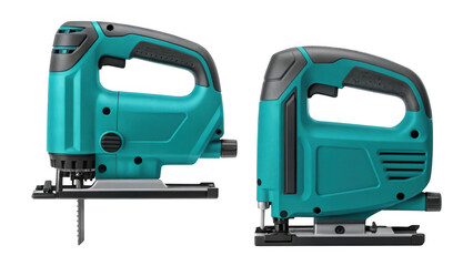 Naklejka premium Two teal jigsaws on a black background showing front and back