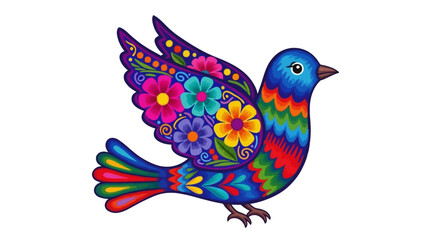 Obraz premium Otomi Folk Art Bird Multi Colored Wedding Vector