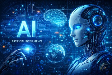 human head with binary code