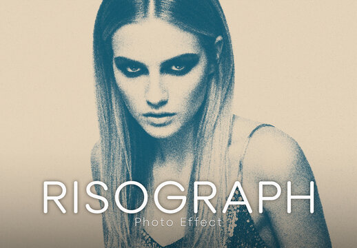 Vintage Risograph Printing Grain Photo Effect PSD