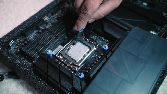 Applying and spreading thermal paste on CPU surface