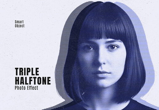 Triple Halftone Photo Effect Portrait Template