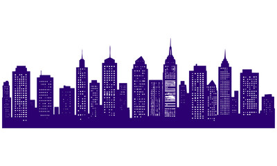 Obraz premium きらびやかなビルの立ち並ぶ夜景のシルエット