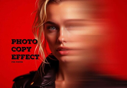 Red Motion Blur Portrait Photo Copy Effect Photoshop Template