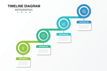Infographics timeline business with 4 steps to success, presentation template with icon elements vector illustration.