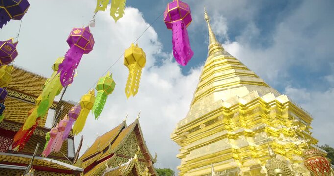 Wat Phra That Doi Suthep golden pagoda is the most important temple in Chiang Mai, Thailand. Built in the early 19th Buddhist century.