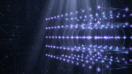 Vibrant purple network connections glowing in dark futuristic space