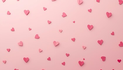 Falling Pink Hearts Background &ndash; Romantic Valentine Love Pattern, Cute Heart Confetti Design