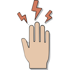 Obraz premium Hand with Lightning Bolts Icon: Pain, Shock, or Energy