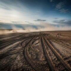 Railway Tracks Stretching Across Open Landscape