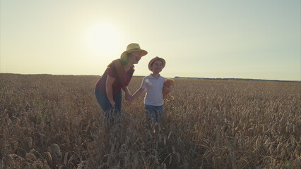 Experiencing Joyful Moments Together in a Beautifully Sunlit Field Outdoors Amidst Natures Splendor