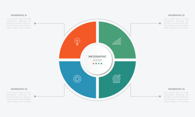 Business visualization infographic circle design template with 4 options, steps or processes. Business presentation.