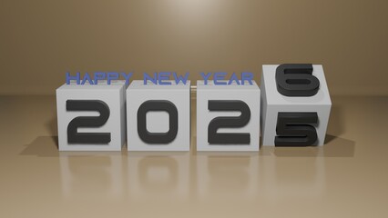 2025 to 2026 year change 3d illustration, new year concept 