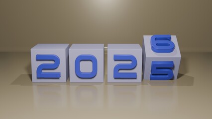 2025 to 2026 year change 3d illustration, new year concept 