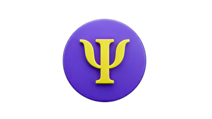 3D Psychology Symbol on Purple Circle Isolated