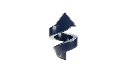 Abstract Swirling Arrow Symbol on White Background