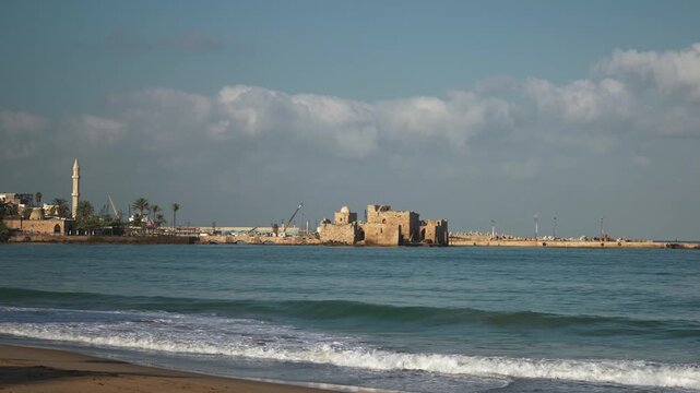 Historic Sidon Sea Castle on the Coast of Lebanon