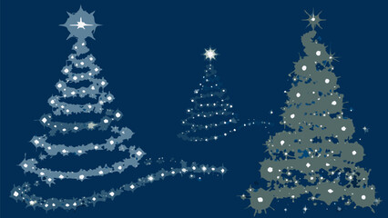 Fototapeta premium Festive Christmas trees with sparkling ornaments and stars