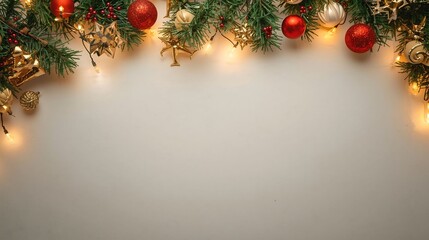 lively merry christmas christmas decorations flat lay with copy space stock photo background ready for text or design overlay