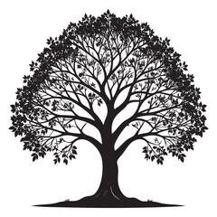 Obraz premium A black silhouette of a tree with sprawling branches
