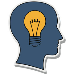 Human Head Silhouette with Light Bulb Idea Icon