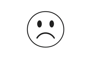 Fototapeta premium Sad emoji face expressing negative emotions, disappointment, and poor satisfaction with a transparent background