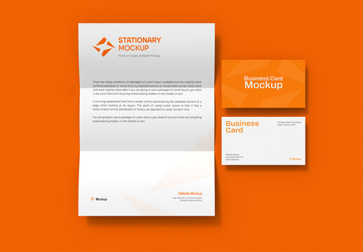 Letterhead with Business Card Mockup