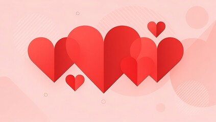 A collection of layered red hearts illustrating love and affection in a modern paper art style.