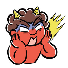 ショックを受ける鬼　上半身