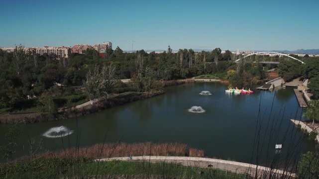 Valencia, spain - 2 sep 2025 Parque de Cabecera, river Turia