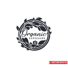 Organic Exposure Photography Logo with Leaf Design - Vector EPS10