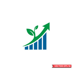 "Growth and Progress - Green Plant and Financial Growth Chart Logo - Vector EPS10