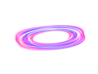 Futuristic Circular Light Flare Graphic Element. Abstract Dynamic Neon Swirl Motion Effect