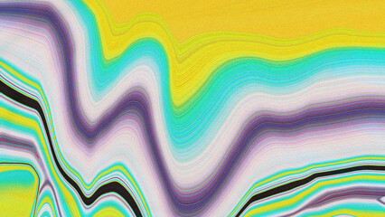 Vibrant multicolored wavy abstract pattern with yellow background