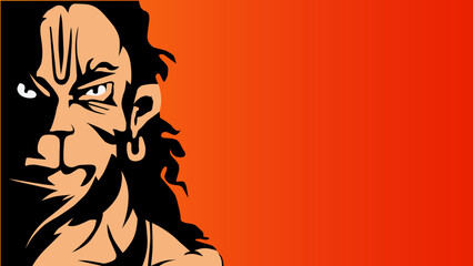 Hanuman Jayanti Poster Vector | Hindu God Silhouette Festival Background