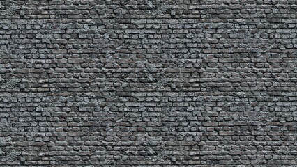 Dark Grey Brick Wall Seamless Texture Background for Industrial and Urban Architectural Design Projects, Grungy Masonry Surface with Irregular Pattern for Digital Art and Building Materials