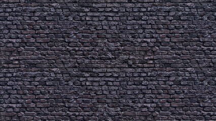 Dark Aged Brick Wall Texture With Visible Grout Lines And Rough Surface Imperfections