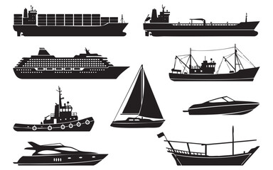 Ship and Boat Vessel Silhouettes