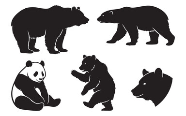Wild Bear and Panda Silhouettes