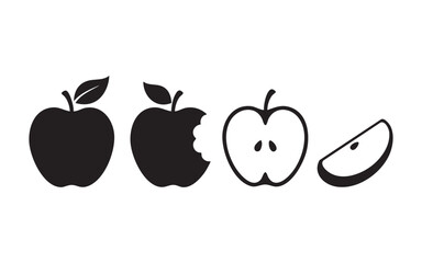 Apple Fruit Icon Silhouettes