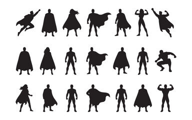 Superhero Action Pose Silhouettes