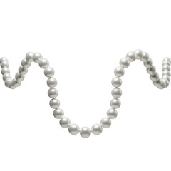 Elegant white pearl necklace on transparent background