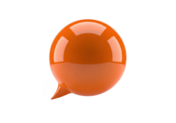Vibrant orange speech bubble on transparent background
