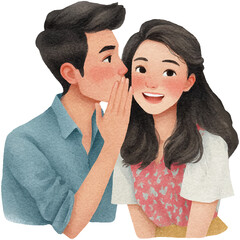 man is holding his hand over his mouth and whispering