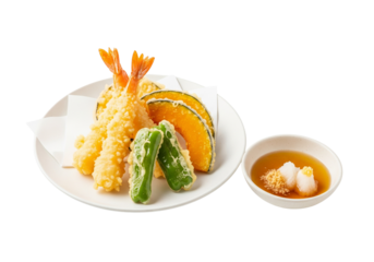 Assorted Tempura with Dipping Sauce Japanese Cuisine
